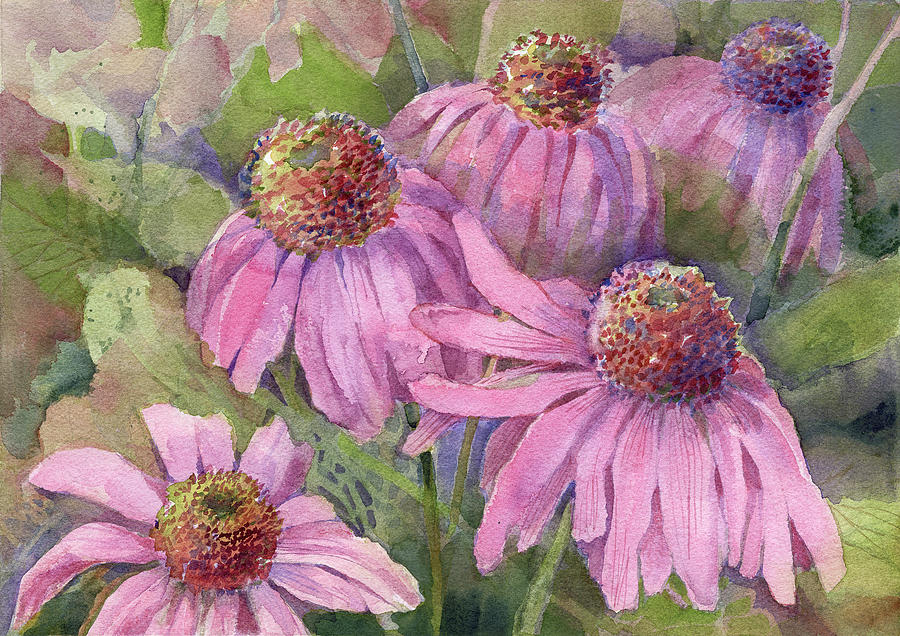 Coneflower Painting by Garden Gate - Pixels