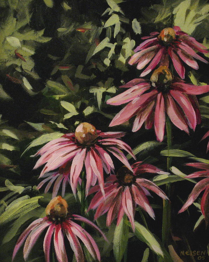 Coneflowers Painting by Outre Art Natalie Eisen