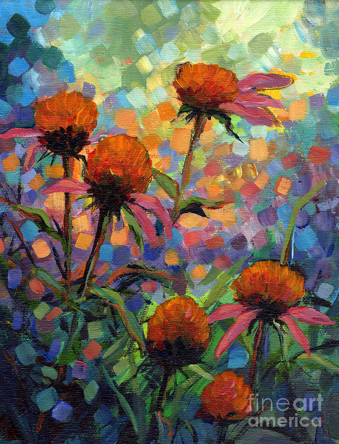 Coneflowers Painting by Peggy Wilson