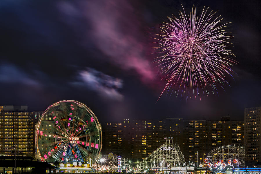 Coney Island Fireworks Photograph by Susan Candelario