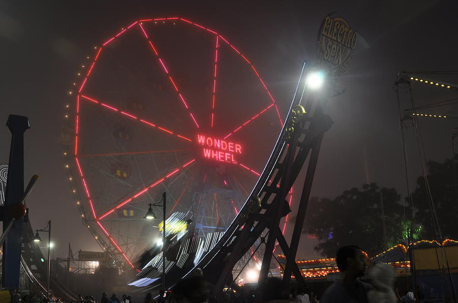 Coney Island Wonder Wheel in Fog Photograph by Diane Lent