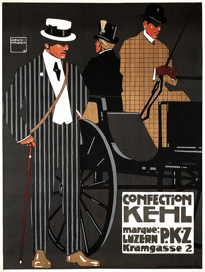 Confection Kehl - Luzern, Switzerland- Mens Clothing - Fashion - Vintage Advertising Poster Mixed Media