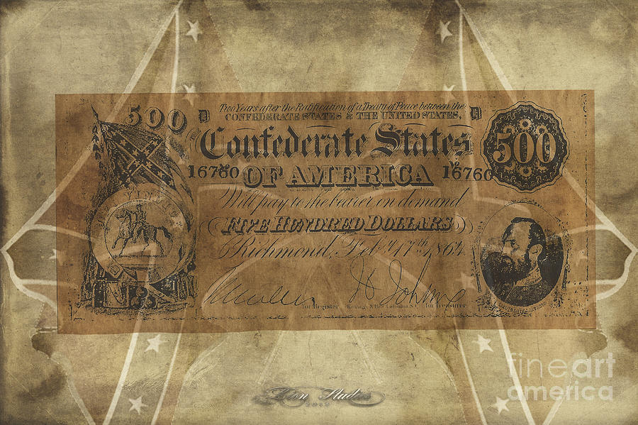 Confederate $500.00 Note Digital Art by Melissa Messick
