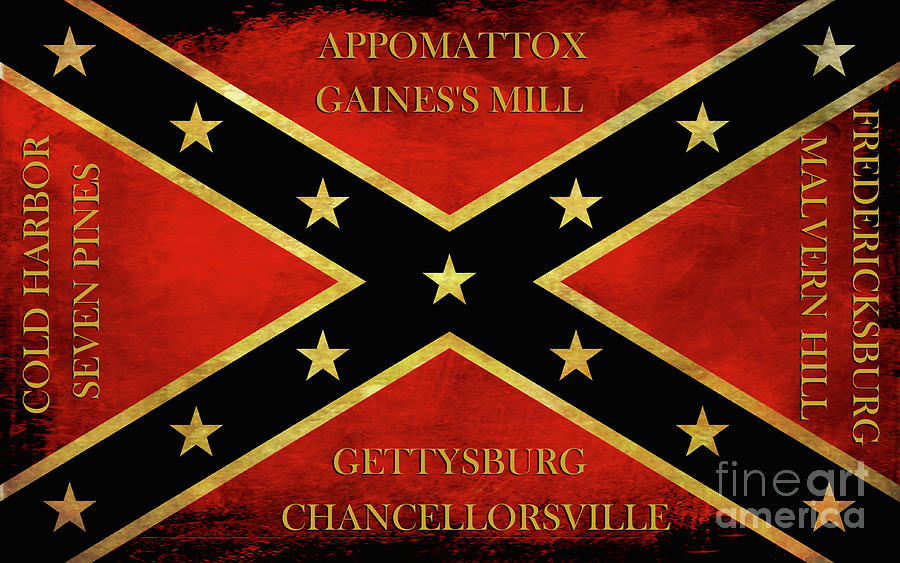 Gettysburg National Park Digital Art - Confederate Battle Flag with Battles by Randy Steele