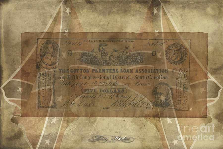 Confederate Cotton Planters Loan$5 Note Digital Art by Melissa Messick