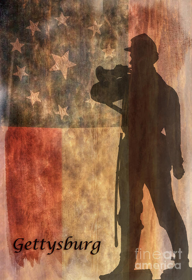 Confederate Flag and Bugler Gettysburg  Digital Art by Randy Steele