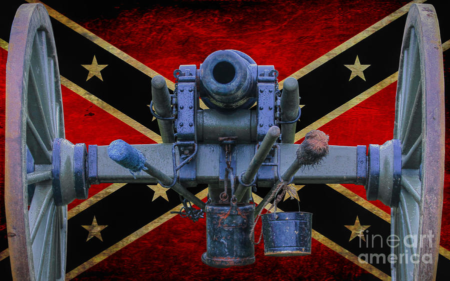 Gettysburg National Park Digital Art - Confederate Flag and Cannon by Randy Steele