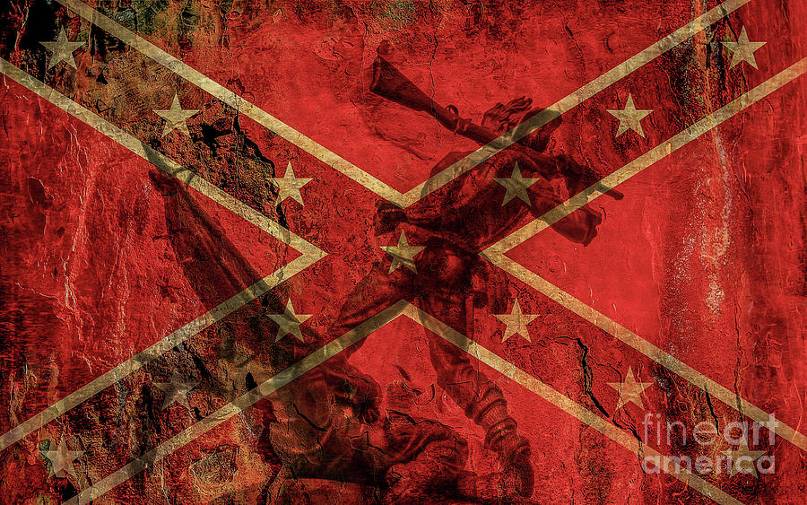 Confederate Flag and Mississippi Monument Digital Art by Randy Steele
