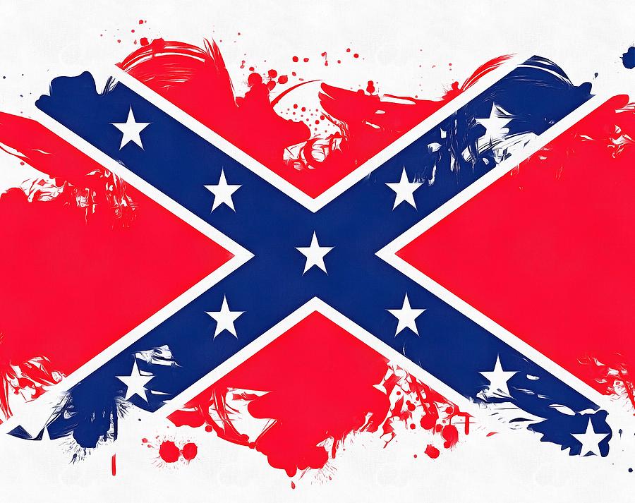 Confederate Flag Paint Splatter Painting by Dan Sproul