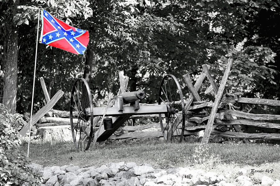 Confederate Flag with Canon Photograph by Bonnie Willis