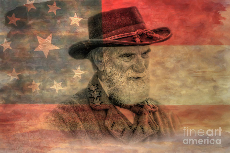 Confederate General Rebel Flag Digital Art by Randy Steele