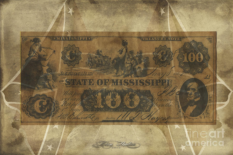 Confederate Mississippi $100 Note Digital Art by Melissa Messick