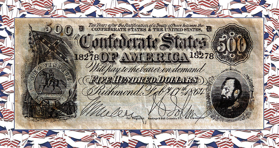 Vintage Photograph - Confederate Money by Susan Leggett