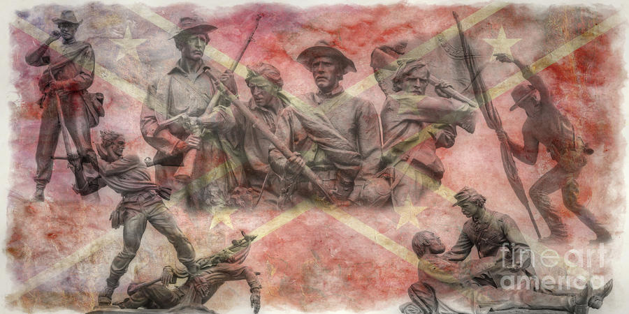Confederate Monuments On The Gettysburg Battlefield Digital Art by Randy Steele
