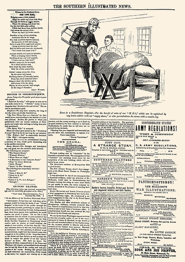 Bed Photograph - Confederate Newspaper by Granger