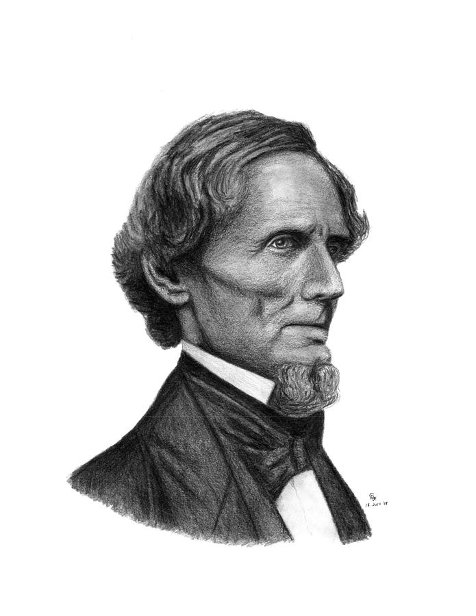 Confederate President Jefferson Davis Drawing by Charles Vogan