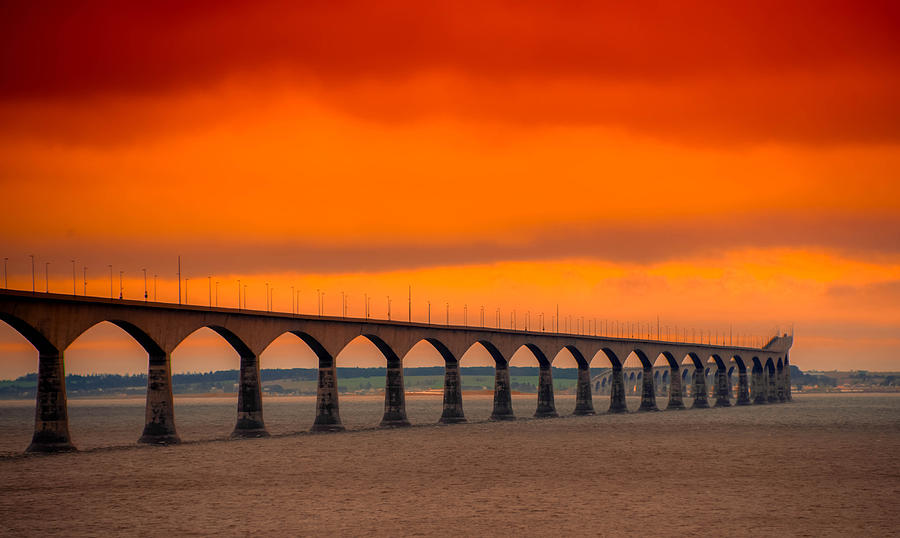 Confederation Bridge at Sunset Photograph by Patrick Boening