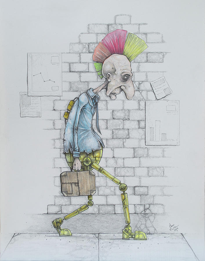 Surrealism Drawing - Conformity Progression by Chase Fleischman
