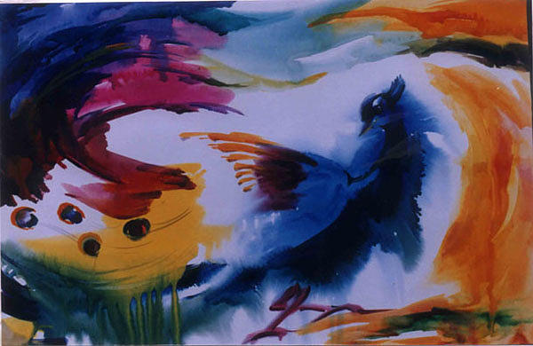 Bird Painting - Confused Peacock by Damodaran Moodriyil