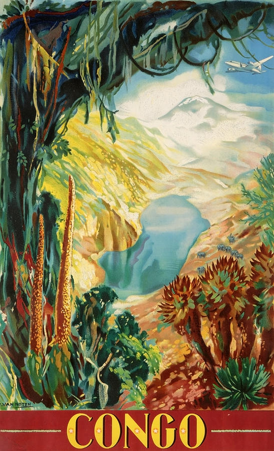 Congo, landscape, nature, vintage travel poster Painting by Long Shot