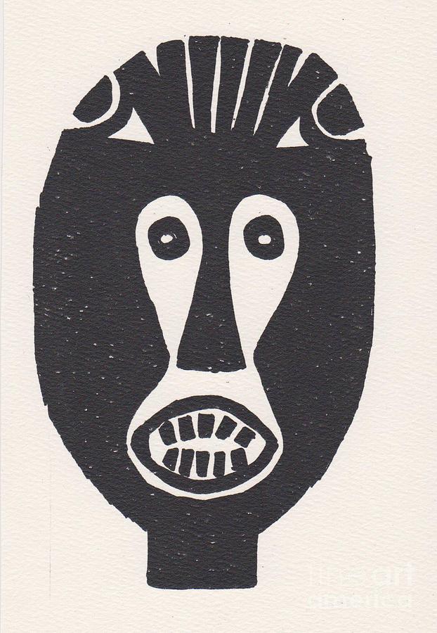 Congo Mask Drawing by Mia Alexander