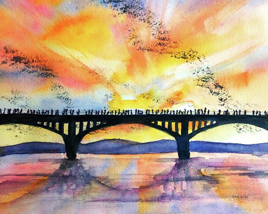 Congress Bridge Bats Austin Texas Painting by Carlin Blahnik CarlinArtWatercolor