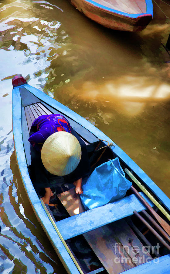 Conical Hat Vietnamese Woman Tour Boat  Photograph by Chuck Kuhn