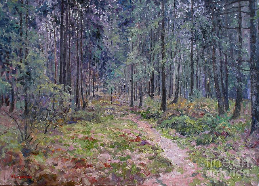Landscape Painting - Coniferous forest by Andrey Soldatenko