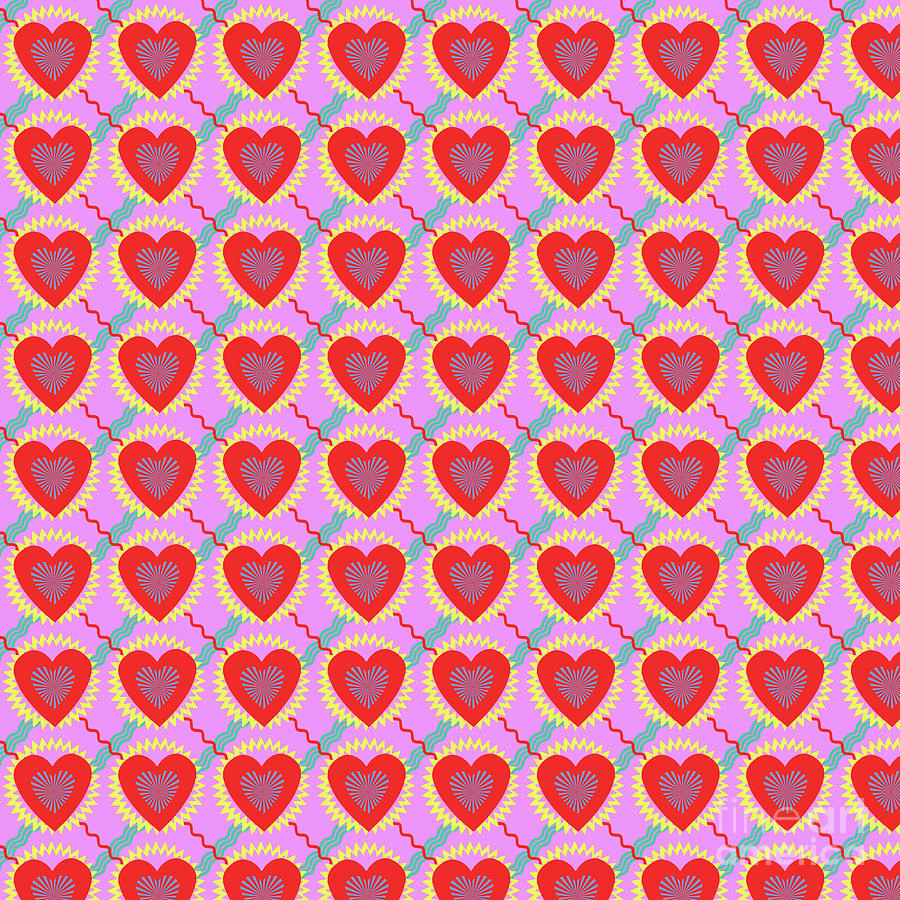 Connected hearts pattern Digital Art by Silvia Ganora