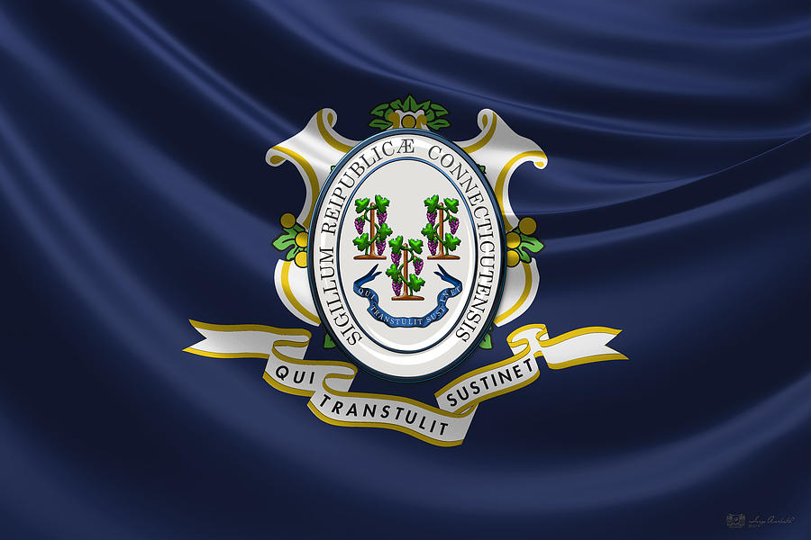 Connecticut Great Seal over State Flag Digital Art by Serge Averbukh