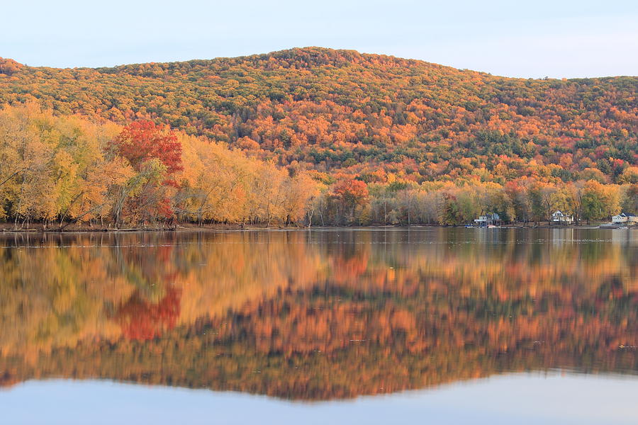 Connecticut River Oxbow and Mount Tom in Autumn Photograph by John Burk