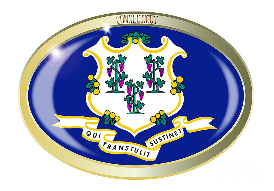 Connecticut State Flag Oval Button Digital Art by Bigalbaloo Stock ...