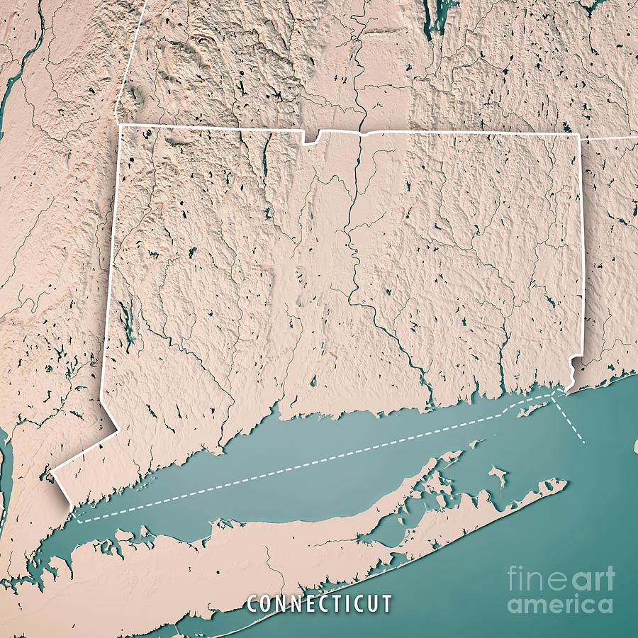 Connecticut State Usa 3d Render Topographic Map Neutral Digital Art By Frank Ramspott Pixels Merch 6837
