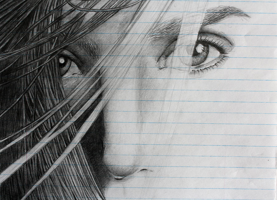 Portrait Drawing - Connellys Eyes by Ted Castor