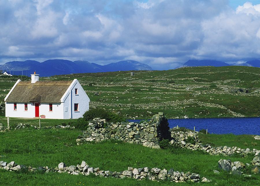 Rural Scene Photograph - Connemara, Co Galway, Ireland Cottages by The Irish Image Collection 