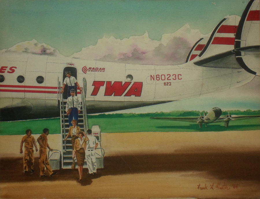 Connie Crew Deplaning at Columbus Painting by Frank Hunter