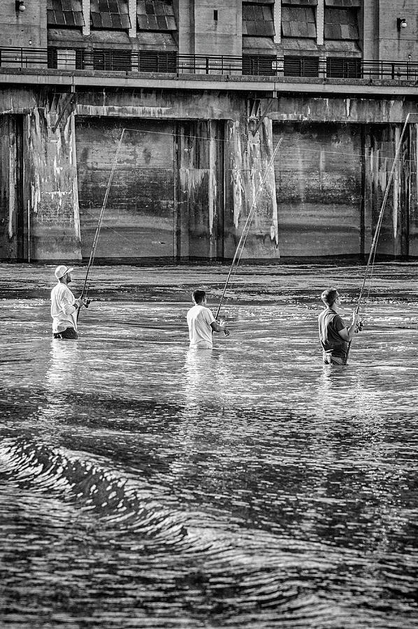 Conowingo Anglers BW  Photograph by Ginger Stein