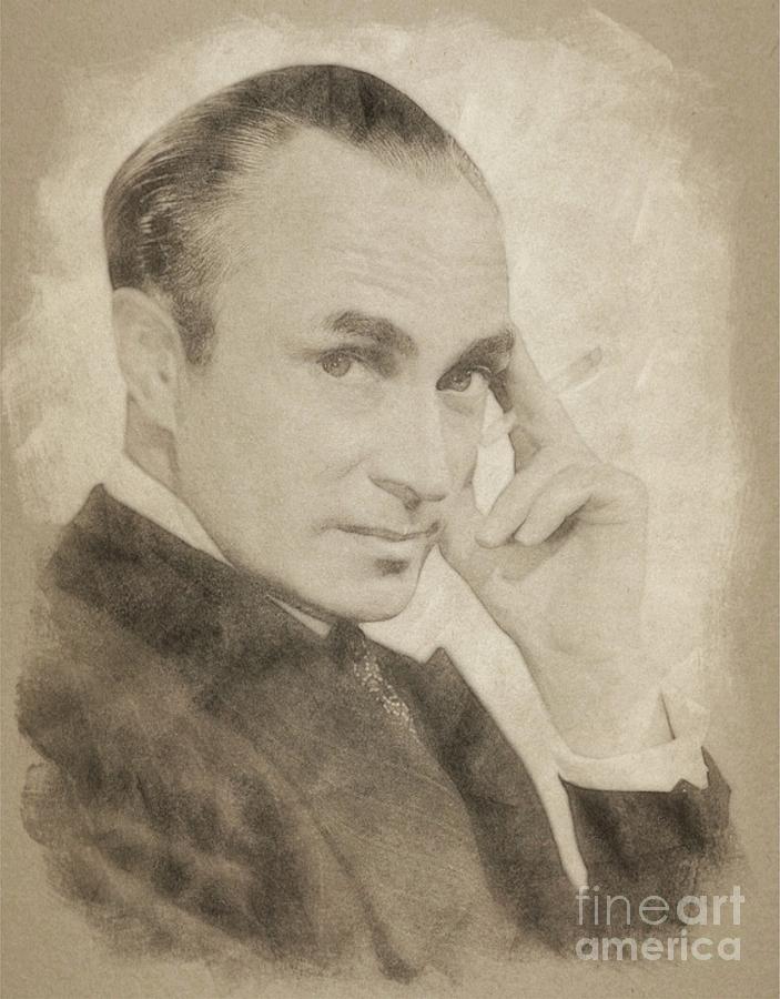 Hollywood Drawing - Conrad Veidt, Vintage Actor by John Springfield by Esoterica Art Agency