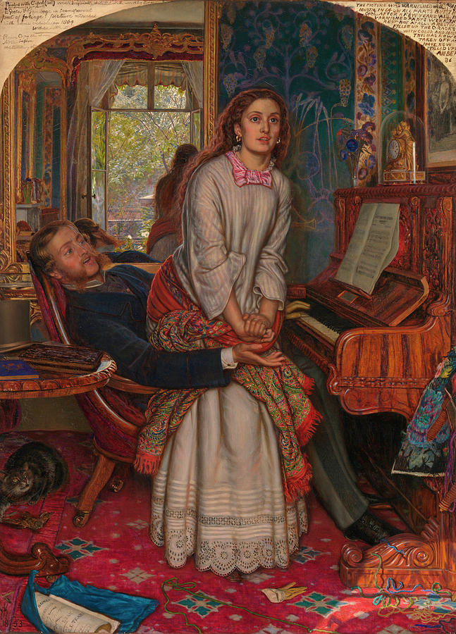 William Holman Hunt Painting - The Awakening Conscience #2 by William Holman Hunt