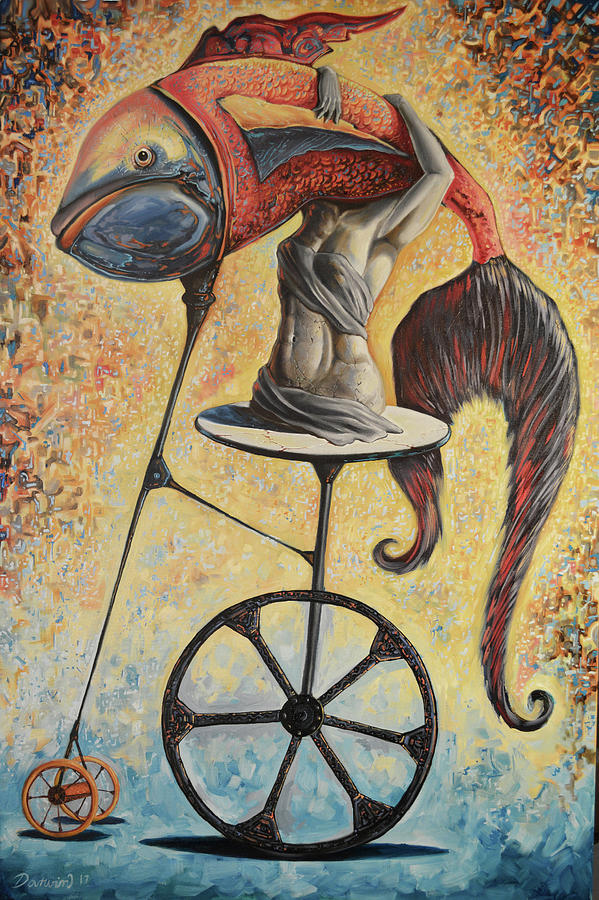 Fish Painting - Consciousness Carrying Freedom by Darwin Leon Fish Painting - Consciousness Carrying Freedom by Darwin Leon