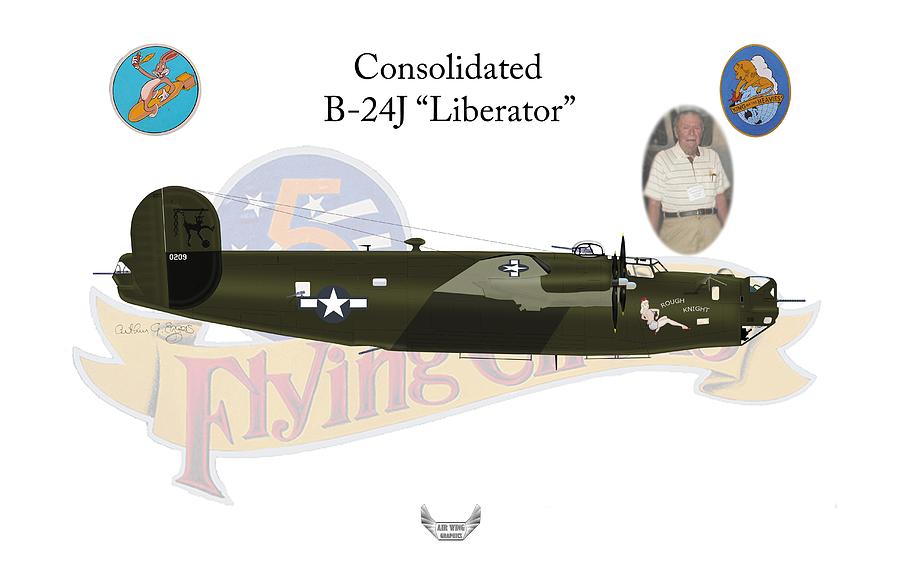 Consolidated Digital Art - Consolidated, B-24J, Liberator, Rough Night by Arthur Eggers