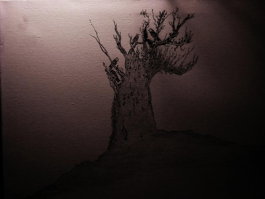 Tree Drawing - conspiracy In Progress....unfinish by Adolfo hector Penas alvarado