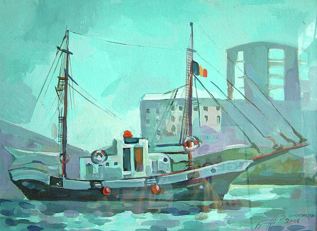 Constanta - boat Painting by Filip Mihail
