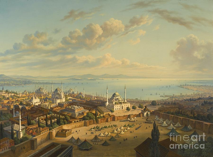 Constantinople From The Fire Tower Of Beyazit Painting by MotionAge Designs