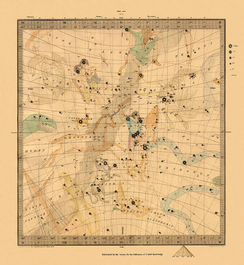 Constellation Chart 1830 Photograph by Andrew Fare