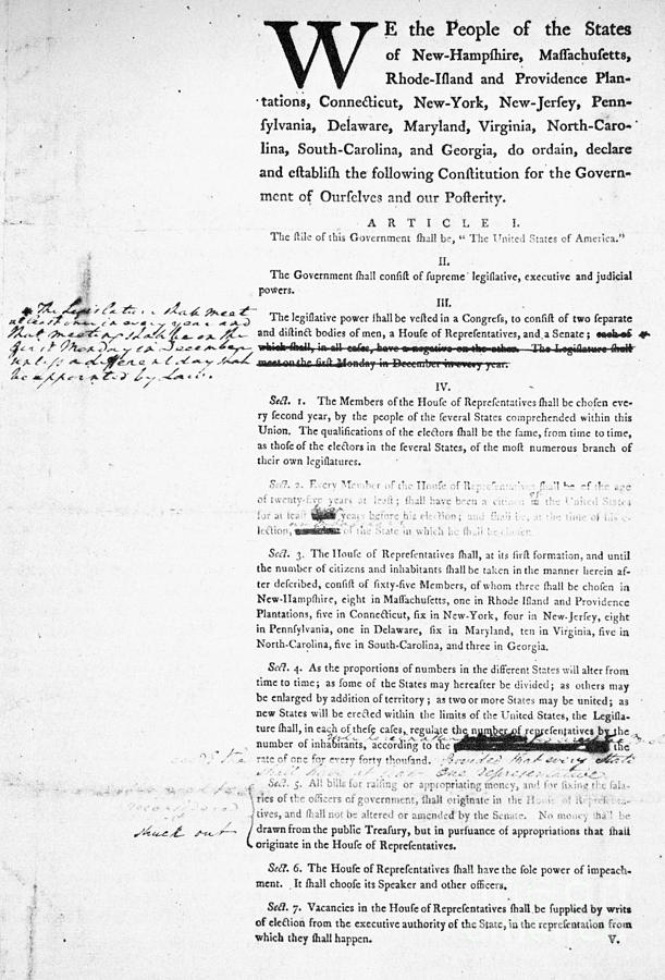 1787 Photograph - Constitution: Draft, 1787 by Granger