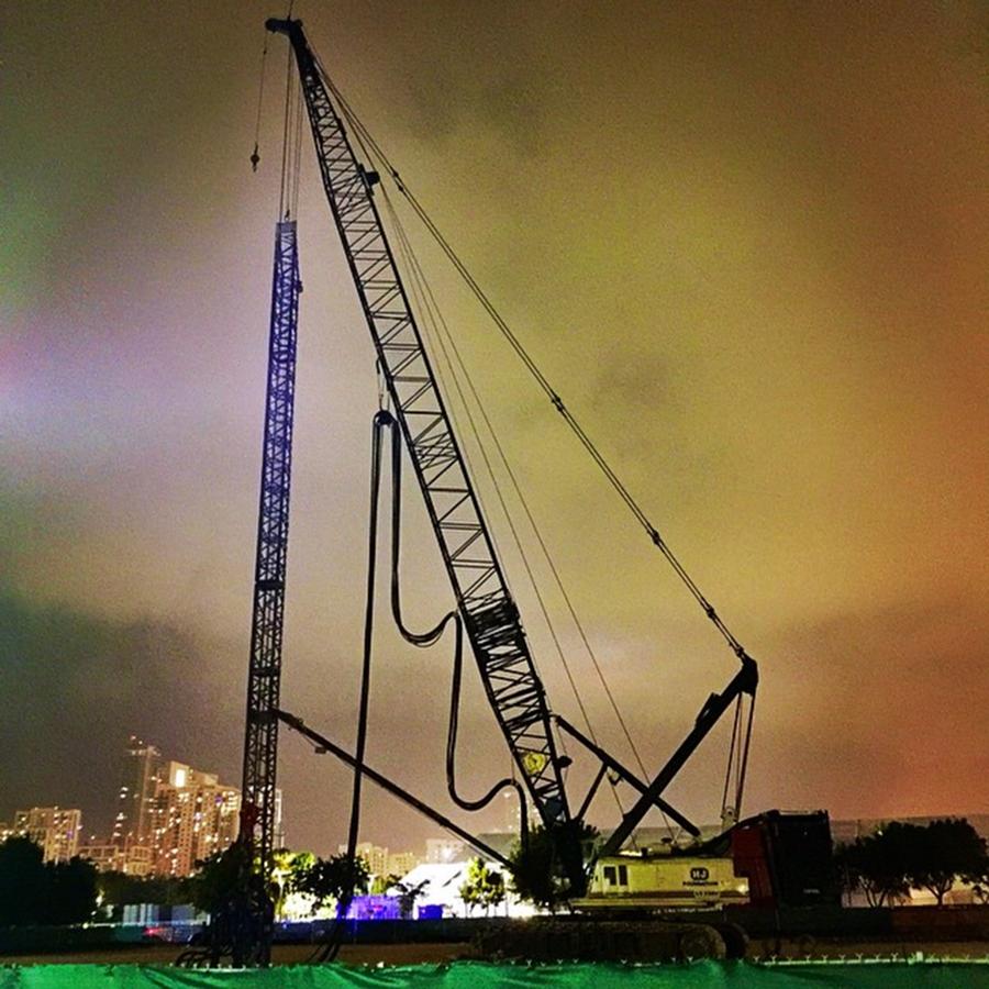 Construction Crane At Night, Midtown Photograph by Juan Silva
