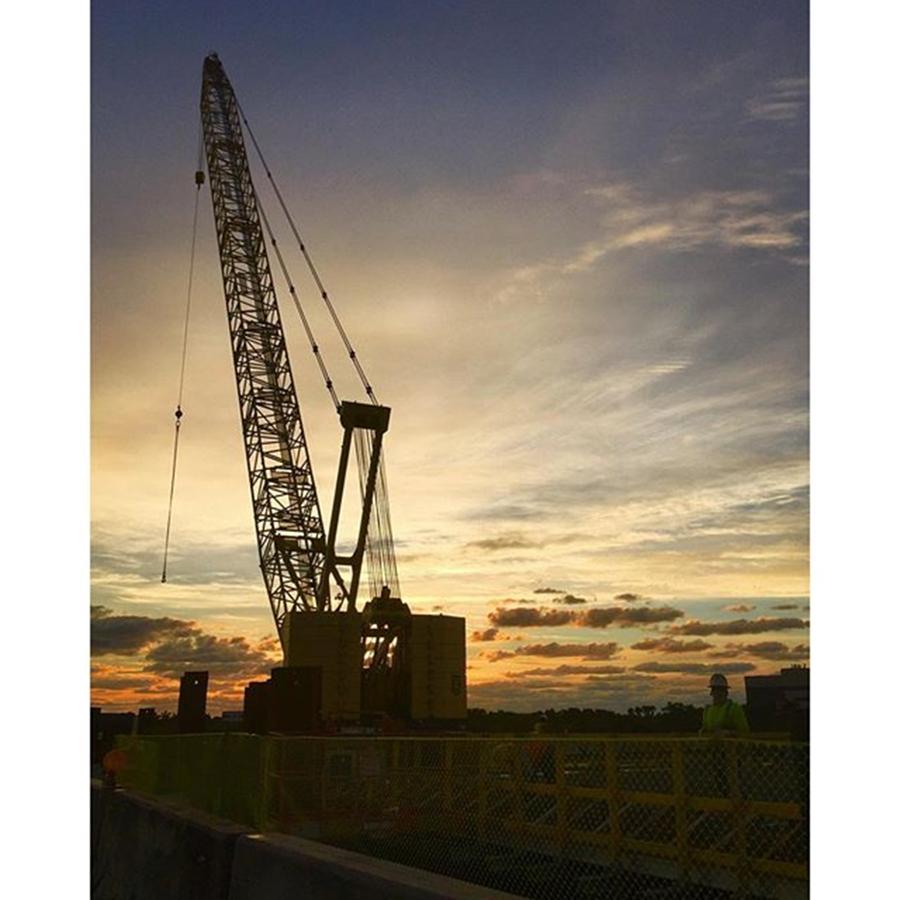 Crane Photograph - Construction Crane At Sunrise by Juan Silva