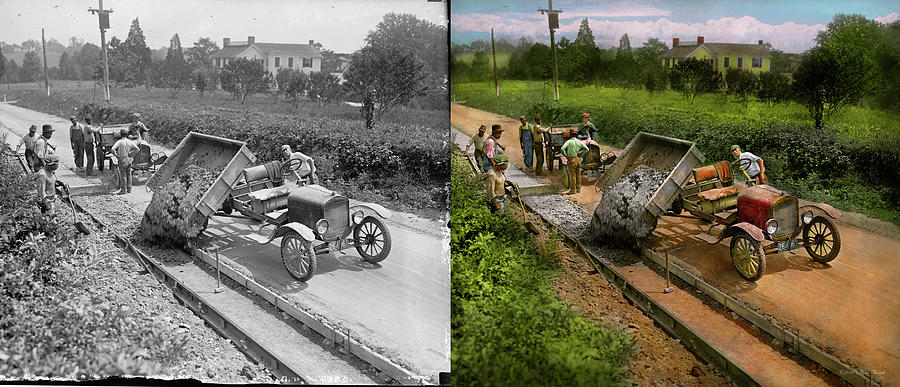 Construction - Dumping made easy 1925 - Side by Side Photograph by Mike Savad