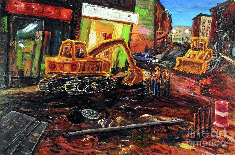 Taxi Driver Painting - Construction On Bleeker Street by Arthur Robins